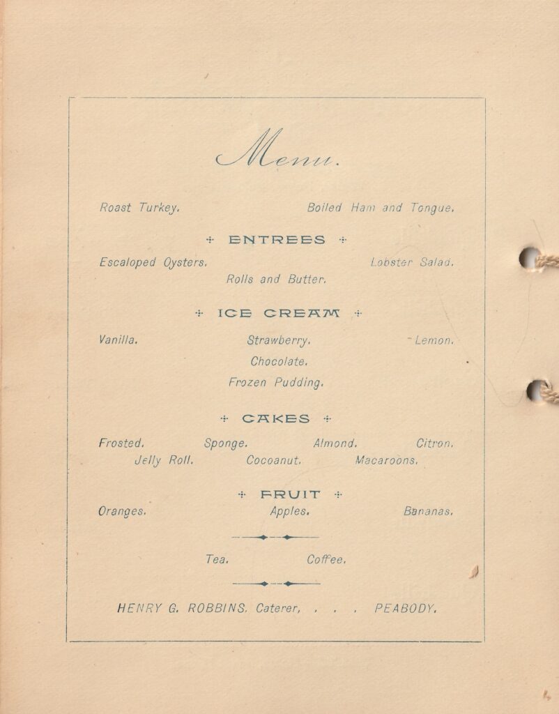 Menu 1889 Firemen's Ball