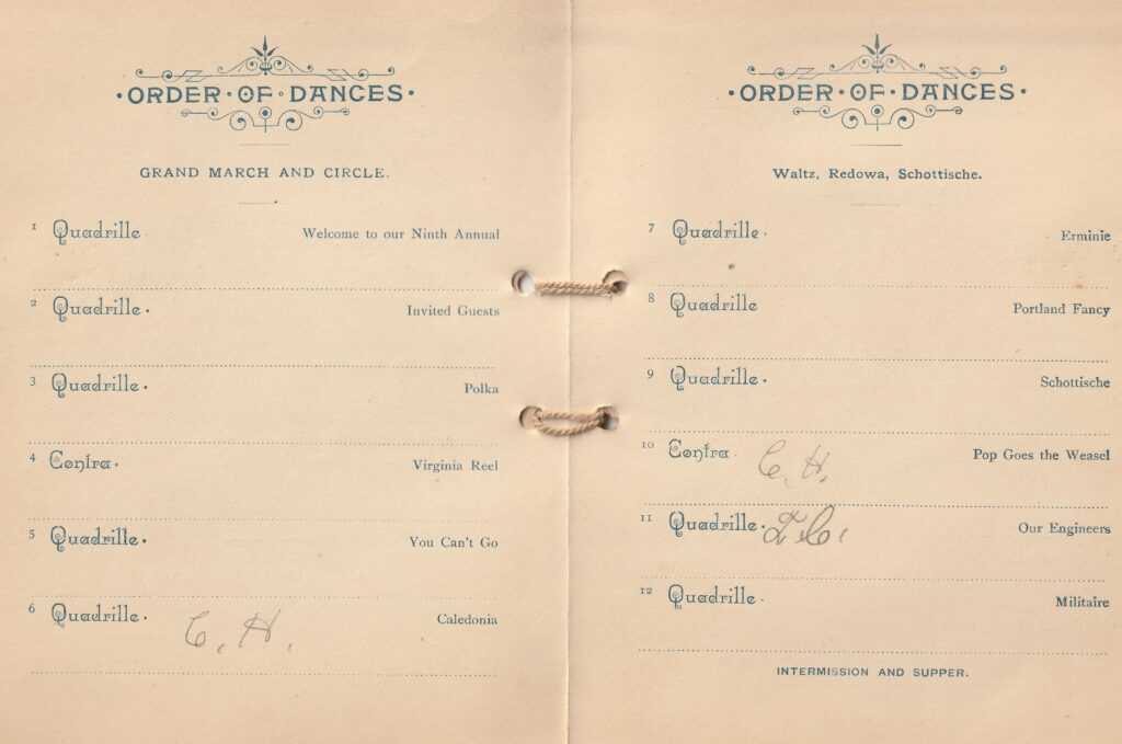 Order of Dances - 1889 Firemen's Ball